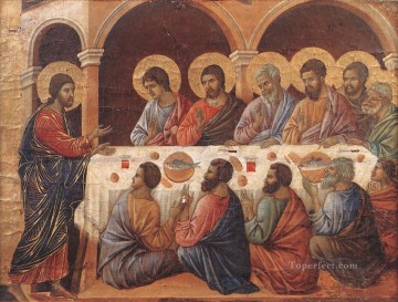 Duccio Painting - Aparición mientras los Apóstoles están en la mesa Escuela de Siena Duccio